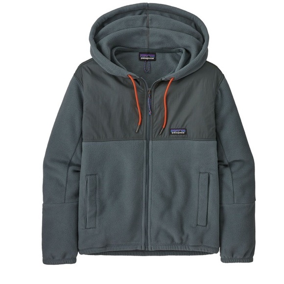NWT Patagonia Women’s Microdini Fleece Hoody XS Nouveau Green Campfire Orange - Picture 7 of 14